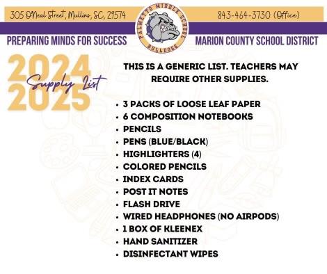  School Supplies 2024-25